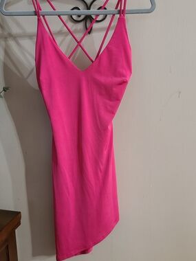 Pink Strappy V-Neck Bodycon Dress